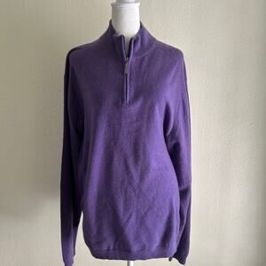 Neiman Marcus Sweater 100% Cashmere Women Purple SZL 1/4 Zip Comfortcore Comfy